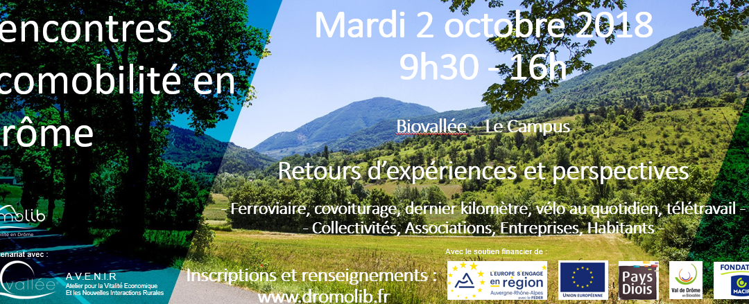 Prochaines rencontres de l&rsquo;écomobilité en Drôme – mardi 2 octobre 2018 – 9h30-16h