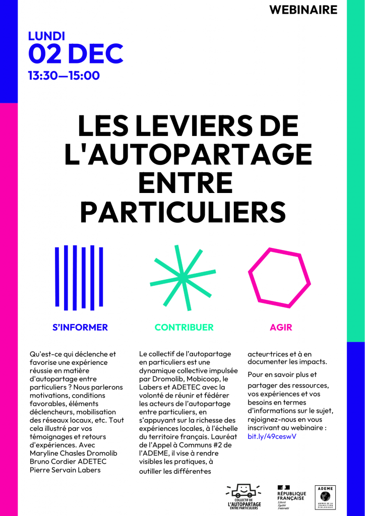 Autopartage entre particuliers affiche webinaire